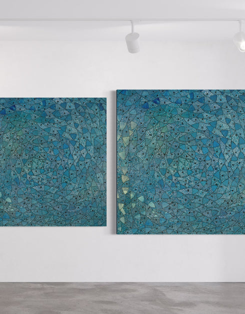 Blue Sardines | Framed Giclee Print on Canvas